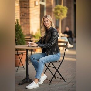 Versace Leather Biker Jacket , size L /US 10, IT46